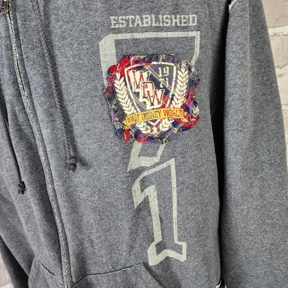 Disneyland Resort WDW Mickey Mouse Full Zip Front  Hoodie Gray XXL Embroidered - Picture 5 of 14